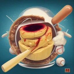 Peanut butter jelly with a baseball bat