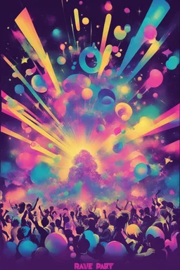 nostalgic Blast from the Past rave party poster cheerfull disney abstract