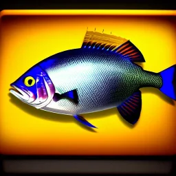 game icon, tilapia fish over kitchen cutting board, realistic 3d, unreal engine, octane render