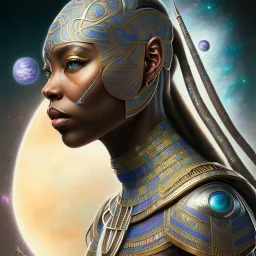 sango fantasy, fantasy magic, intricate, sharp focus, illustration, highly detailed, digital painting, concept art, matte, artgerm and paul lewin and kehinde wiley, masterpiece Asian black panther Egyptian silver space lady space moon galaxy