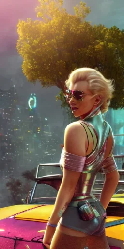 Marilyn Monroe, cyberpunk2077, photorealistic illustration, 4k