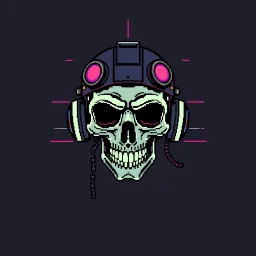 8 bit pixelart cyberpunk skull,servitor, Comic style