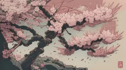 Japanese cherry blossom, comic style
