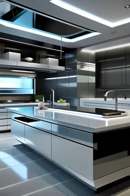 An elegant futuristic kitchen