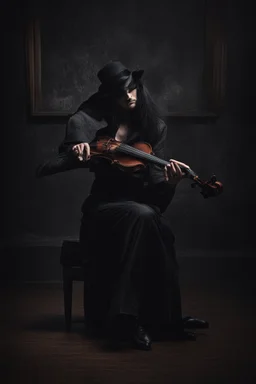 Dark musician with violin