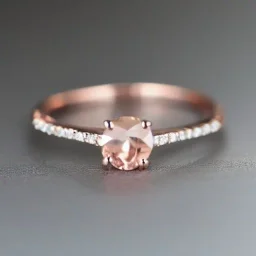 delicate thin ring with tiny diamonds and morganite, rose gold, thin ring