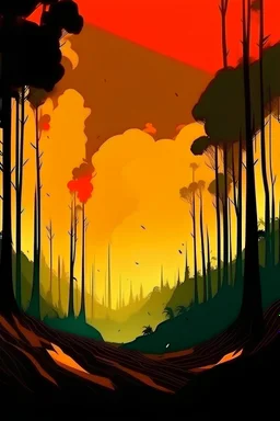 poster of amazonian forest deforestation fire