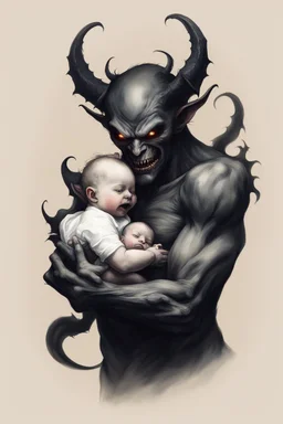 Demon holding a baby