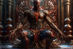 Fhoto full body, reality, Raw, spiderman as king god war, digital art, intricate details, powerful composition, captivating, , trending on artstation, sharp focus, studio photo, intricate details, highly detailed, by addie_digi