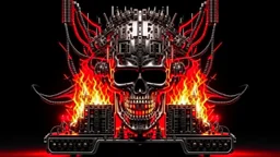 4K. REALISTIC FULL DETAILS. LOGO EMISSION DE RADIO HARDROCK FIRESTARTER TERMINATOR.