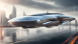 Futuristic floating hover cars for passengers commuting