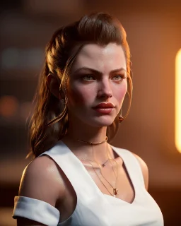 waitress woman muppet head, skin body and arms, concept art, retro style, smooth, unreal engine 5, god lights, ray tracing, RTX, lumen lighting, ultra detail, volumetric lighting, 3d.