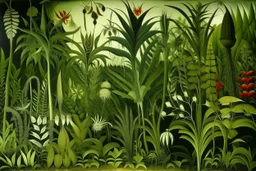 An olive green jungle with Venus fly traps painted by Pablo Picasso