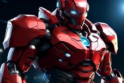 Halk in a mega cool red iron super suit with spikes on his arms and shoulders, hdr