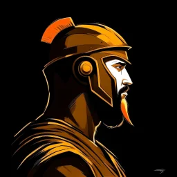 A side profile illustration of a greek spartan in the style of Benedick Bana and adi granov