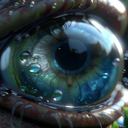 an eye caught in a water drop, in the style of cryengine, pegi nicol macleod, realistic genre scenes, hauntingly beautiful narratives, ultra realistic, thomas saliot, close up --ar 9:16 --stylize 750 --v 6