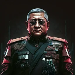 Susilo bambang Yudhoyono former president of Republic Indonesia in militiary cyberpunk style