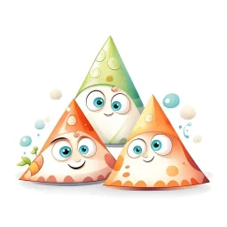 Cartoon illustration for children: strange-looking triangle-shaped seashells. Wgite background