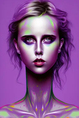 Danish singer MØ face, Abstract, purple tones,