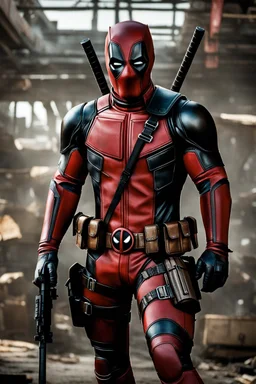 Deadpool in power armor, photorealistic