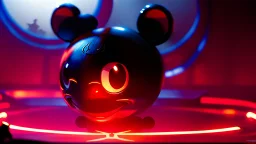 a spider mickey mouse hybrid, photorealism, movie screen capture, horror, sci-fi, retrofuturism, evil, demon-like