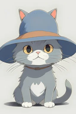 Cat wearing Hat, anime, ghibli