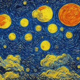 van Gogh style, moon surface with craters, astronauts with space ship on surface, planets on starry sky, milky way around them