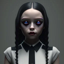 Celebrity Jenna ortega, wednesday addams make up, wednesday addams black dress, wednesday addams hair, hyper detail, octane render, unreal engine 5, photorealistic, 8k resulation