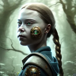  Greta Thunberg portrait karlan, rusty metal, anime, Dryad, fae, sidhe, ominous, nature, plants, wildflower, facepaint, dnd character portrait, intricate, oil on canvas, masterpiece, expert, insanely detailed, 4k resolution, retroanime style, cute big circular reflective eyes, cinematic smooth, intricate detail , soft smooth lighting, soft pastel colors, painted Renaissance style