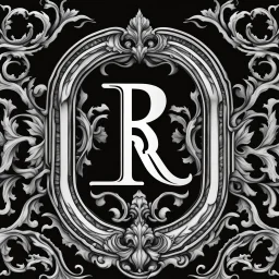 logo with the letter R end N, black and white