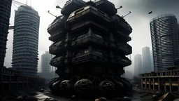 black biological hive inside a post-apocalyptic city