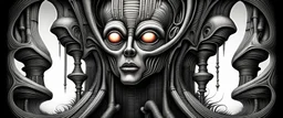 colorfull dork neck bambooza schizoid dreams in the style of giger and escher
