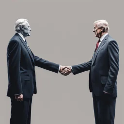 Two faceless presidents shaking hands