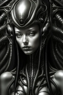 Alien girl, in the H. R. giger style