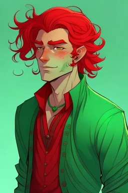 red with green haired nereid male dnd