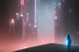 dubai at night, cyberpunk, tron, one cyborg walking, 8k, finely detailed, photo realistic