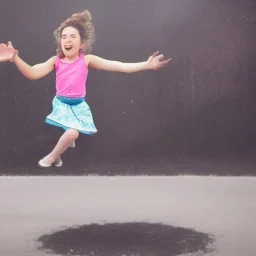 Girl jumping on a food planet