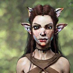 dungeons and dragons female elf druid, brown hair, brown eyes, pale skin, full body, realistic face