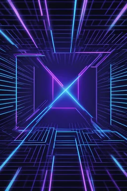 Blue purple neon laser square technology background illustration