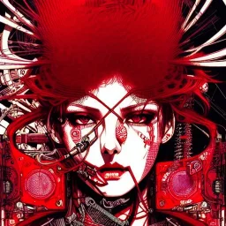 beautiful punk girl, hyper detailed, hyperdetailed, intricately detailed, illustration by <kilian eng> <Yoji Shinkawa>, darkred tones,