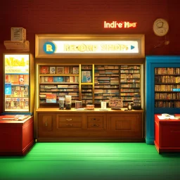 3d render cartoonish classic inide a record shop record store