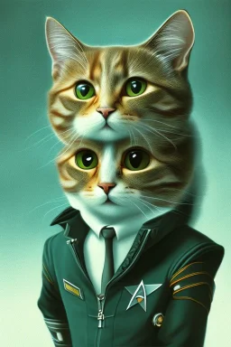 A cute cat dressed like Mr Spock from star trek