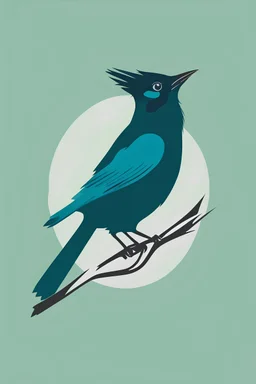 a green Steller's jay, minimalist vector logo