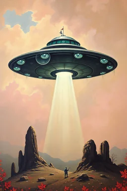 detailed ufo in an old painting