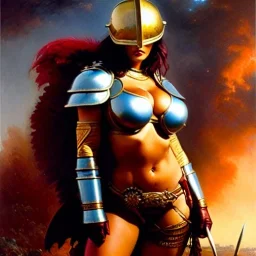 portrait ' Sexy Extra busty Power Girl naked ',ancient metal armor and Helmet ,painting by gaston bussiere, greg rutkowski, yoji shinkawa, yoshitaka amano, tsutomu nihei, donato giancola, tim hildebrandt, oil on canvas, cinematic composition, extreme detail,fit full head inside picture,16k