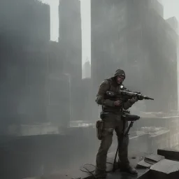 sniper, in a window, urban environment