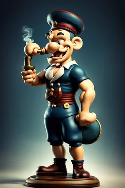 Popeye con su pipa, arte estilo retro, calidad ultra, hiperdetallado, 64k, full body