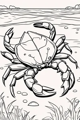 coloring page for kids, CRAB, thick outline, low details, no shading, no color