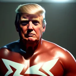 Realistic photo, Donald trump wrestler, wrestling dress, red sweat, retro style, 80s, hot ambient, photo studio, smooth color, gradient, highly detailed, art stations, concept art, smooth, unreal engine 5, god rays, ray tracing, RTX, lumen lighting, ultra detail, volumetric lighting, 3d, finely drawn, high definition, high resolution.