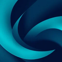 High-quality abstract digital art featuring smooth, curving ribbons of teal and dark blue. The ribbons overlap in a dynamic, sweeping swirl pattern. Soft, elegant highlights run along the curved edges, creating a sense of three-dimensional depth and a polished, fluid texture. Minimalist and sophisticated aesthetic.